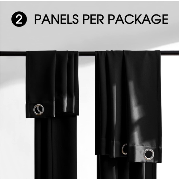 Rutterllow Darkening Blackout Curtains 2 Panel,Grommet Top(42x63 Inch, Black) - Picture 4 of 7